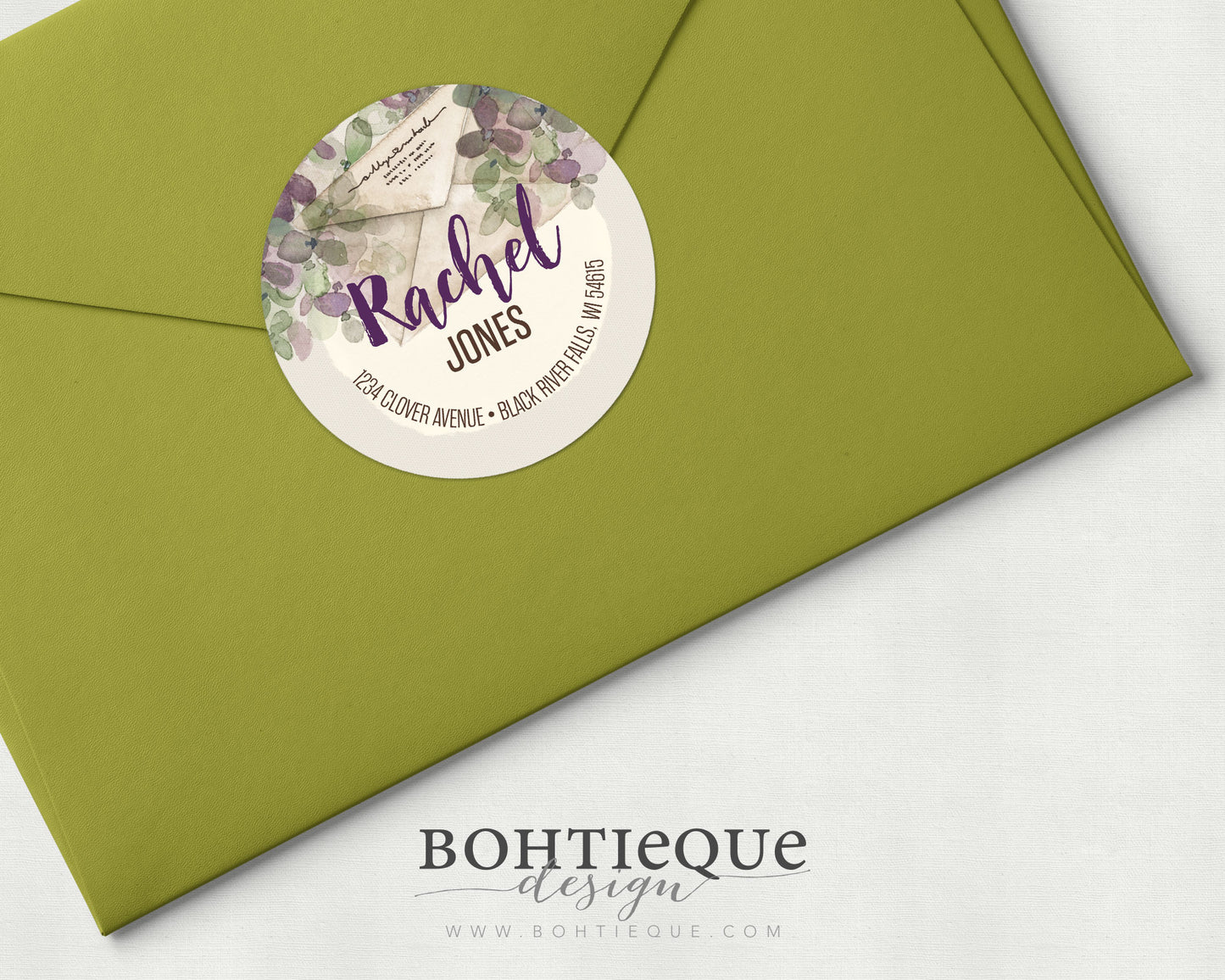 Letter and Hydrangea Return Address Labels