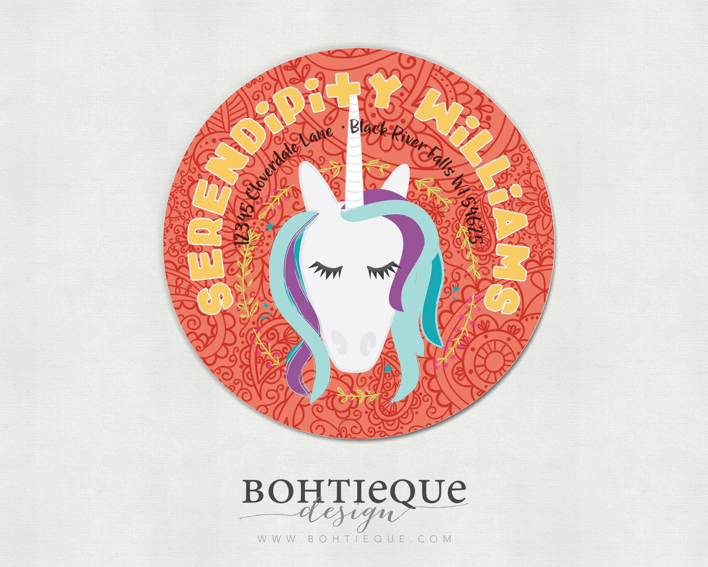 Serendipity Unicorn Return Address Label Sticker