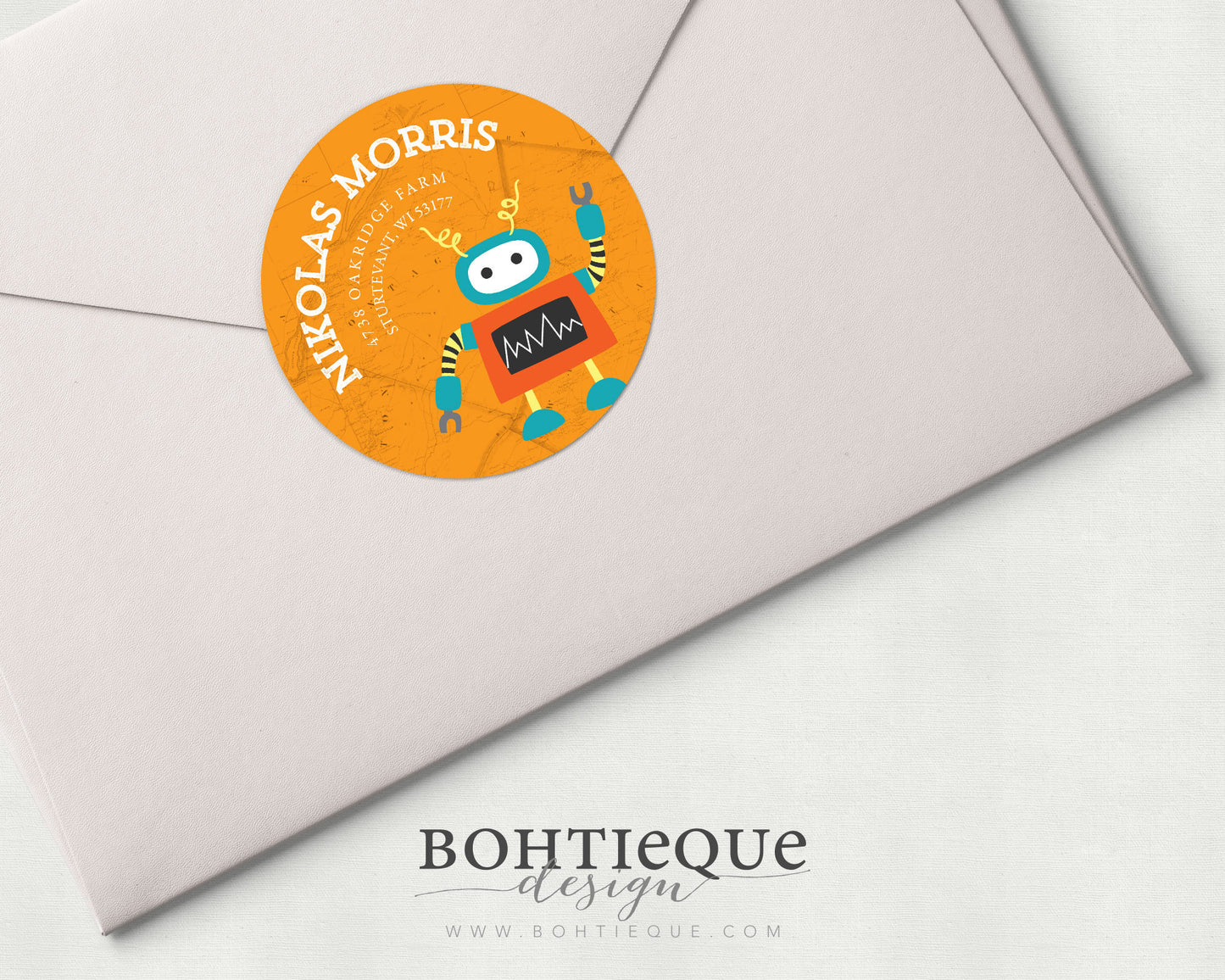 Nikolas Robot Return Address Label Stickers