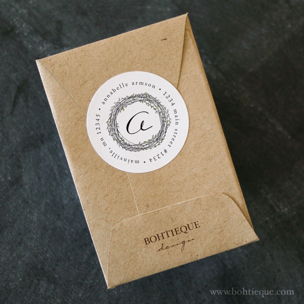 Initial Twiggy Wreath Return Address Labels
