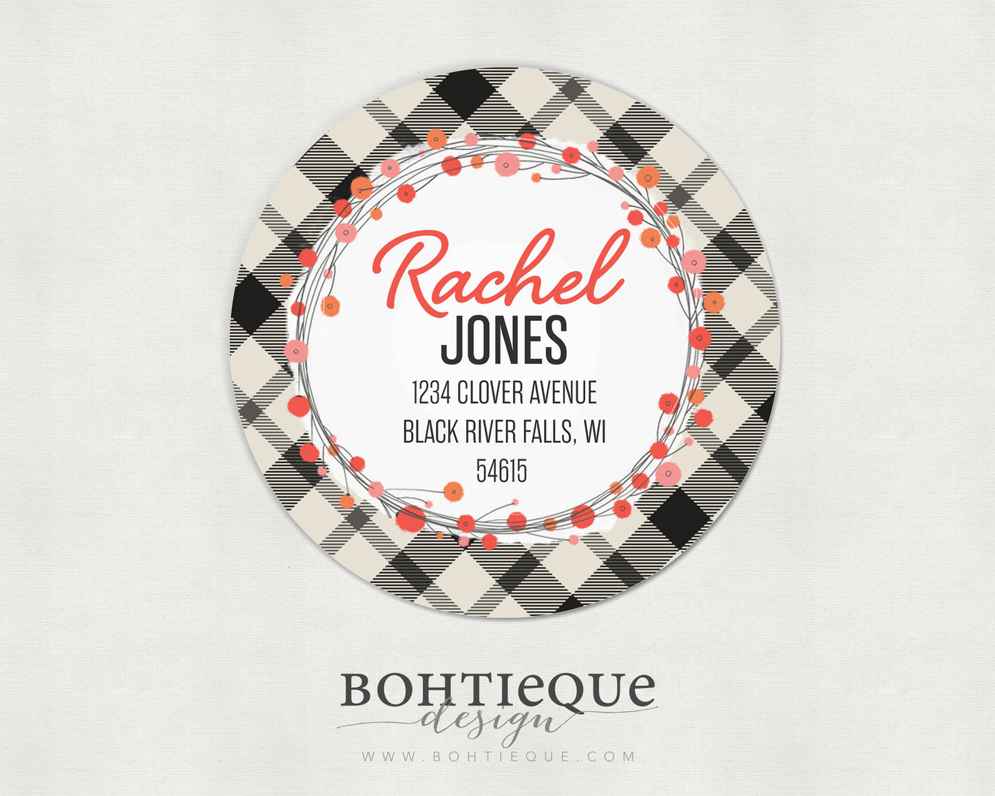 Rachel Plaid Return Address Label