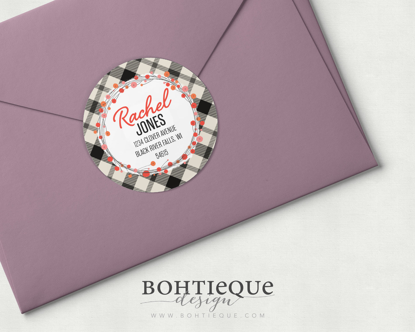 Rachel Plaid Return Address Label