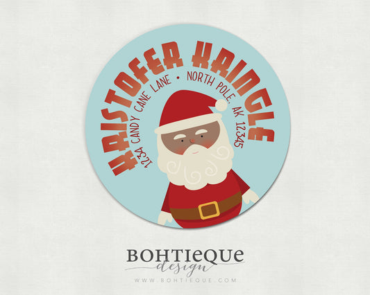 Black Santa Christmas Return Address Labels