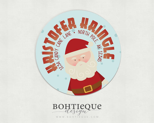 Blushing Santa Christmas Address Label