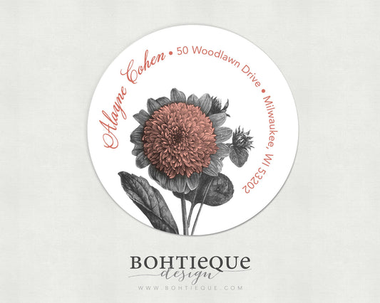 Botanical Distressed Pink Return Address Stickers