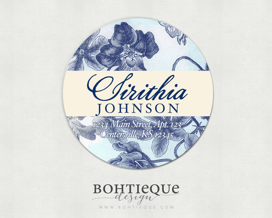 Botanical in Blue Return Address Stickers
