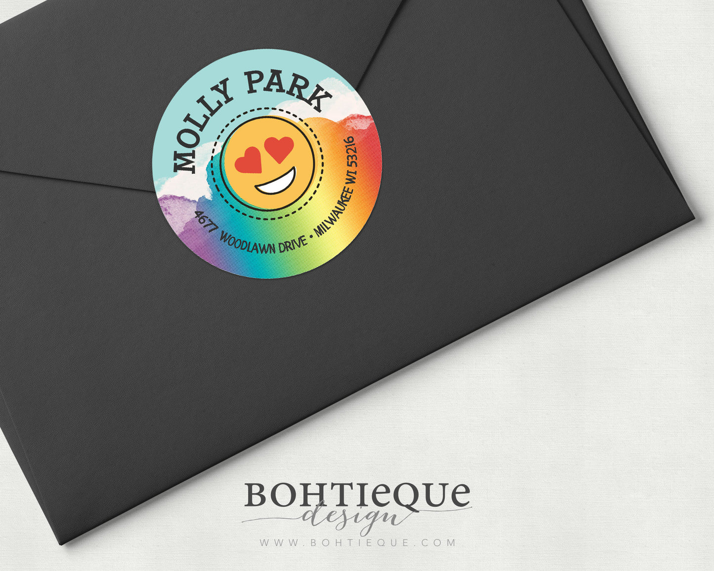 Molly Rainbow Clouds Return Address Label
